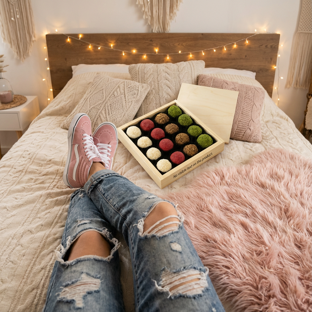 Wooden boxes of truffles