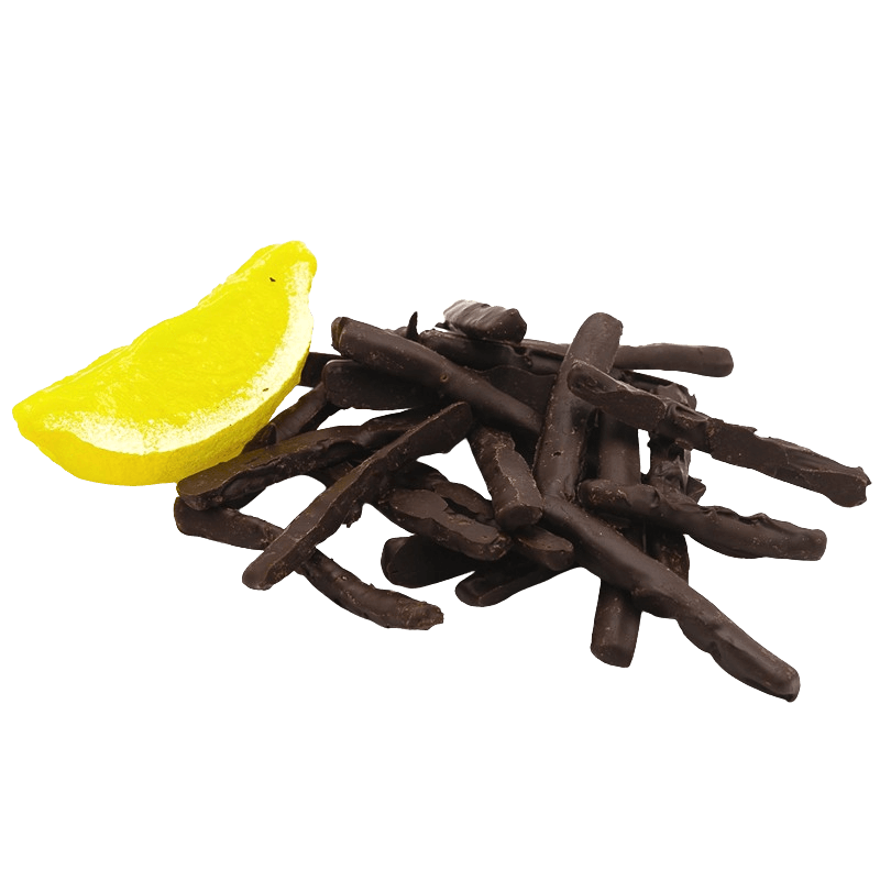 Candied lemon peels dipped in chocolate