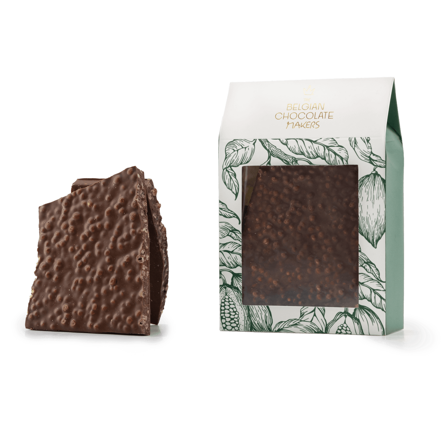 Milk chocolate broken bars with puffed rice