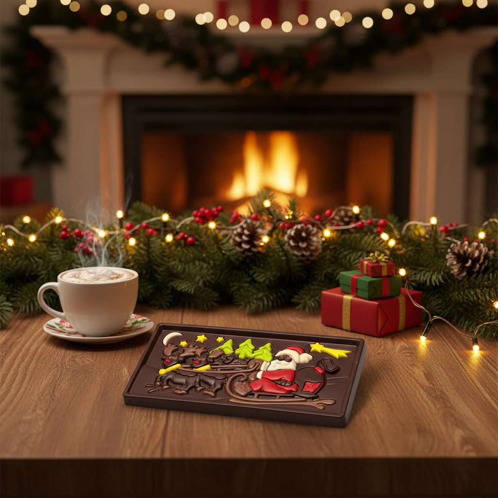 Dark chocolate Santa on a sledge bar 105g