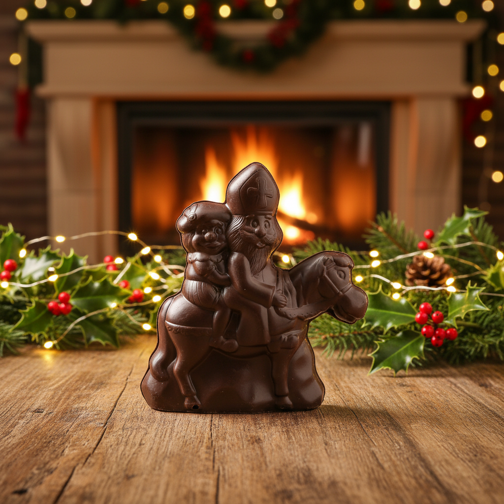 Dark chocolate Saint Nicholas riding his horse 230g