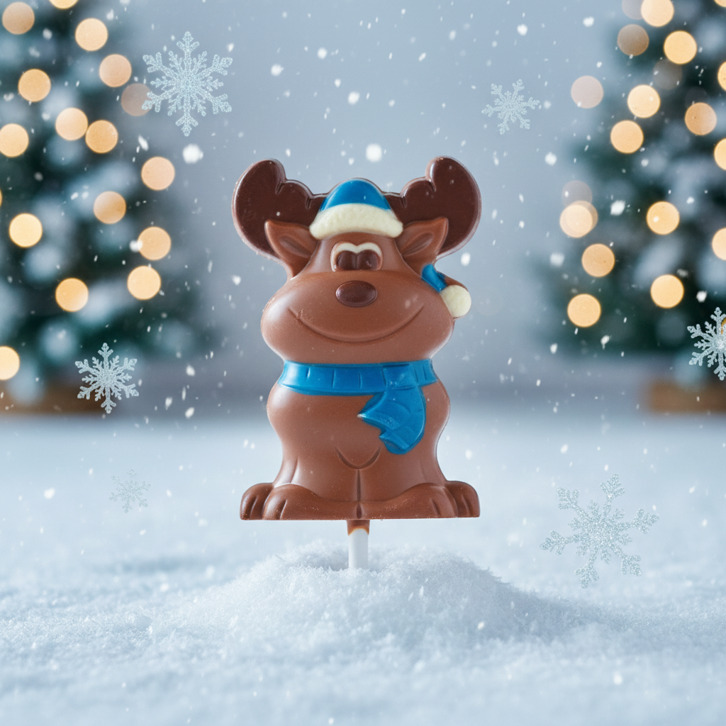 Milk chocolate winter reindeer lollipop 20g