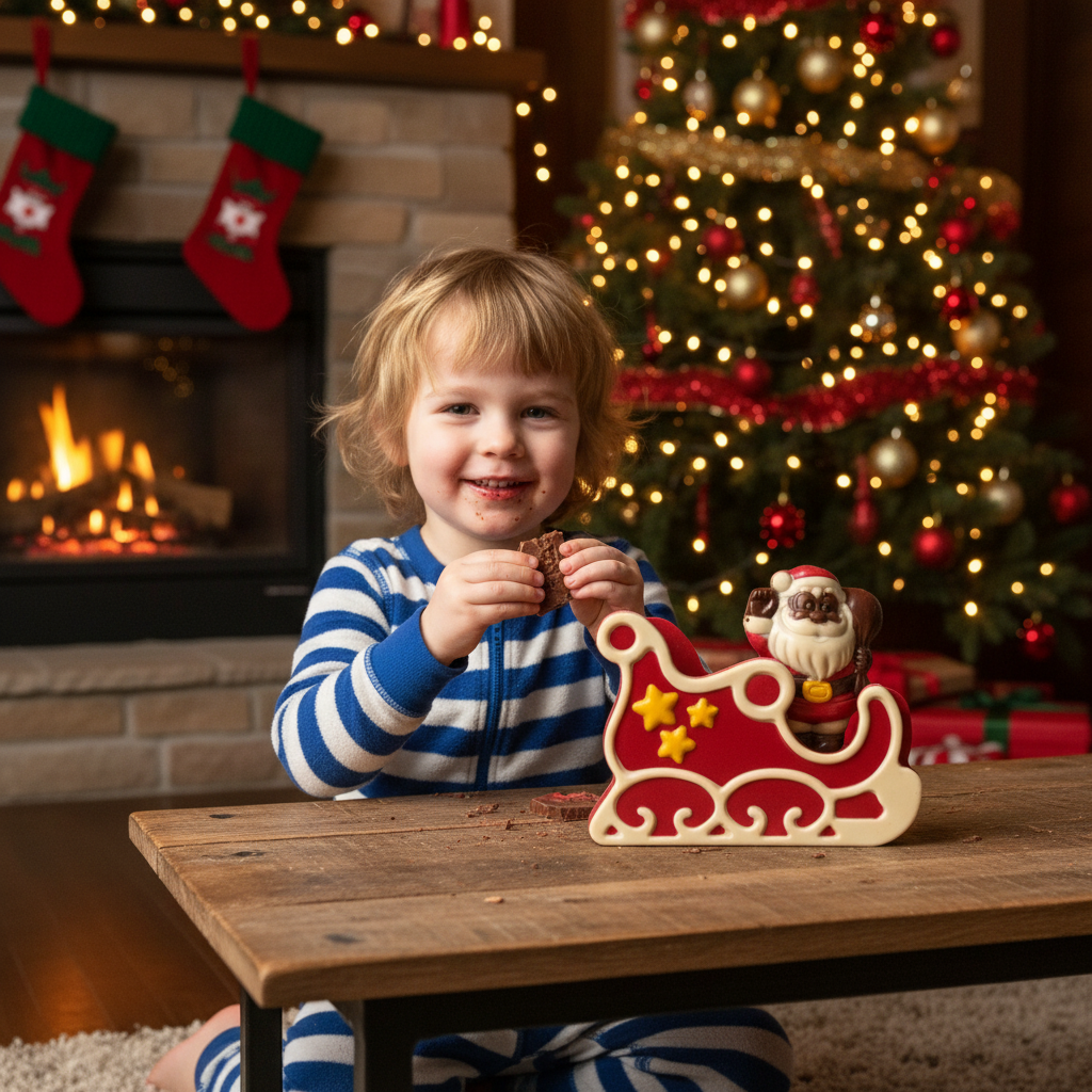 Festive white chocolate Santa in a sleigh 180g