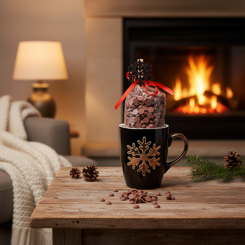 Dark chocolate drops in a snowflake mug 200g