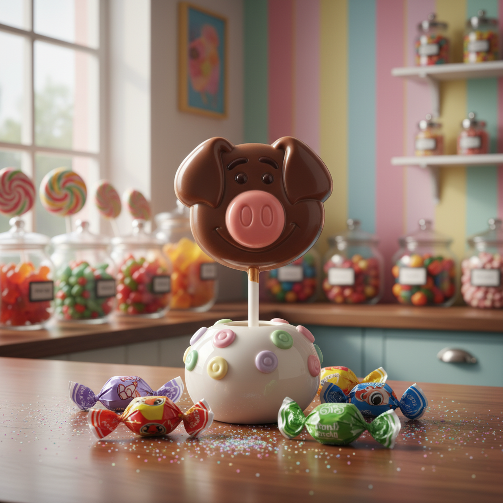 Milk chocolate pig lollipop 20g