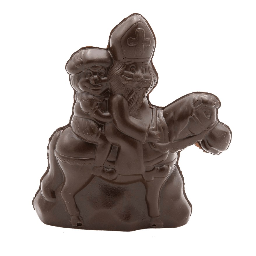 Dark chocolate Saint Nicholas riding his horse 230g