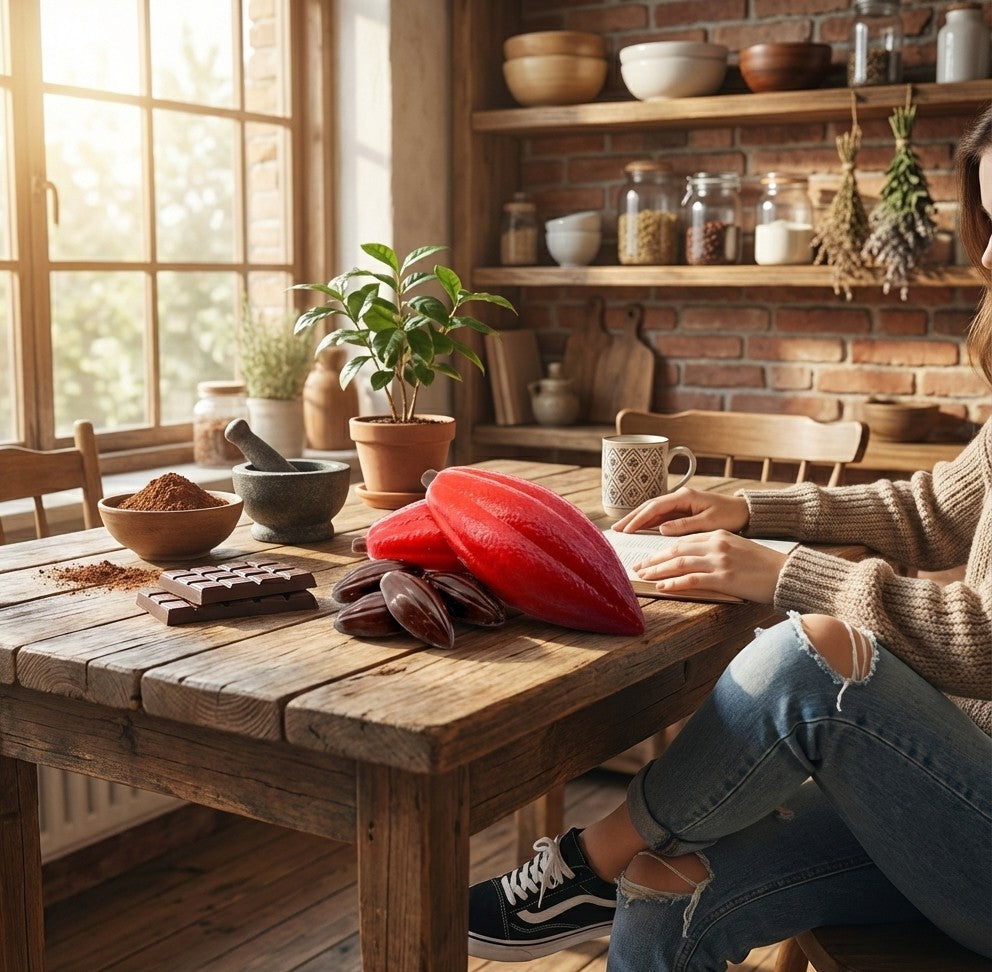 White chocolate cacao pod with pralines 100g