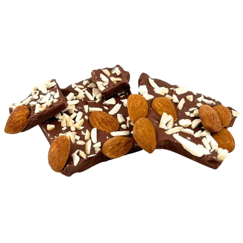 Milk chocolate broken bars with almond