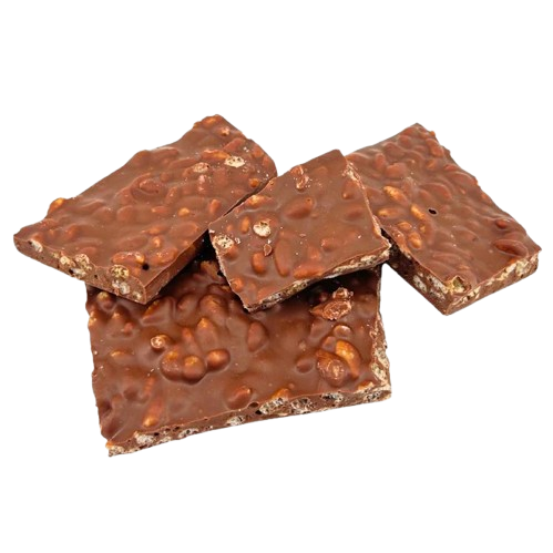 Milk chocolate broken bars with puffed rice