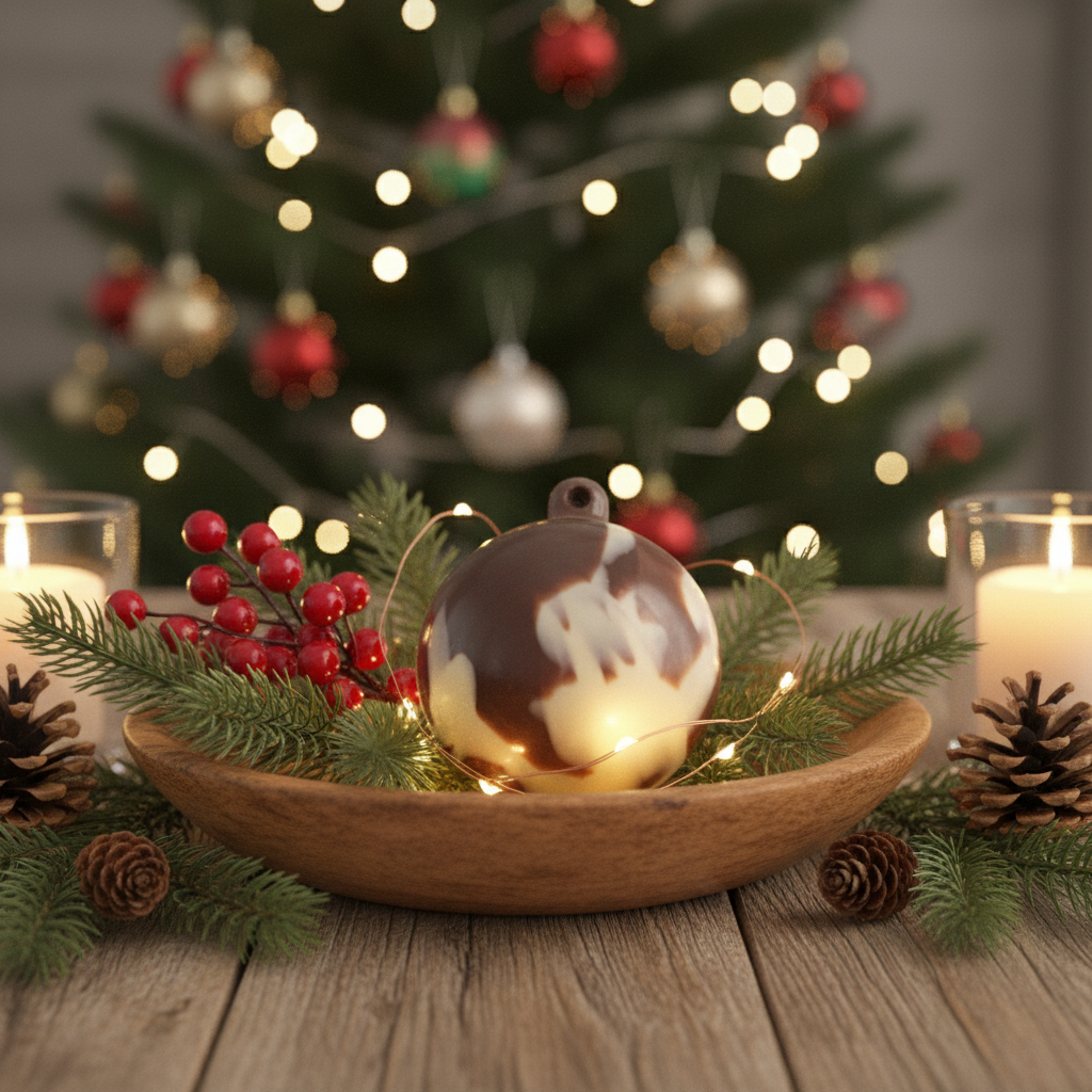 White, milk and dark chocolate festive Christmas bowl 60g