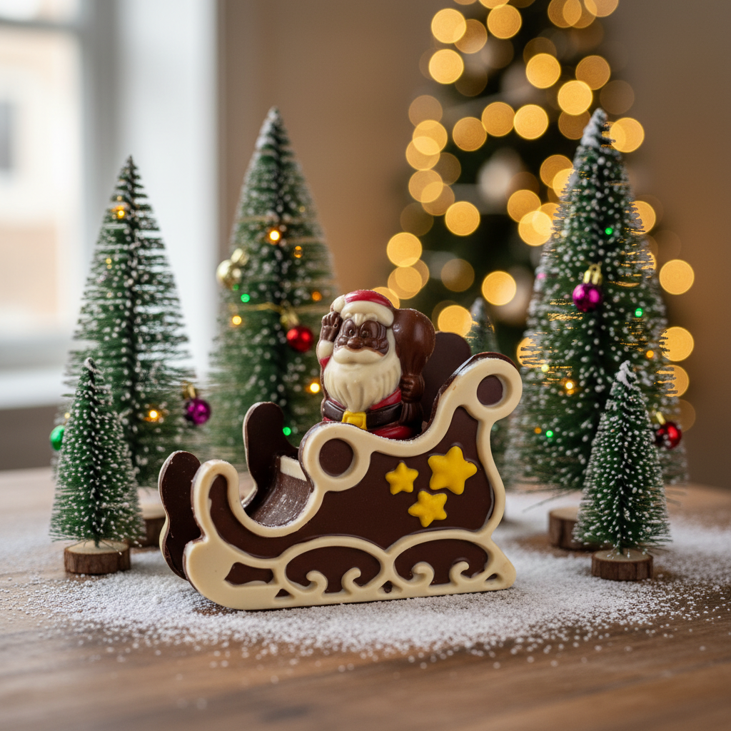 Festive dark chocolate Santa in a sleigh 180g