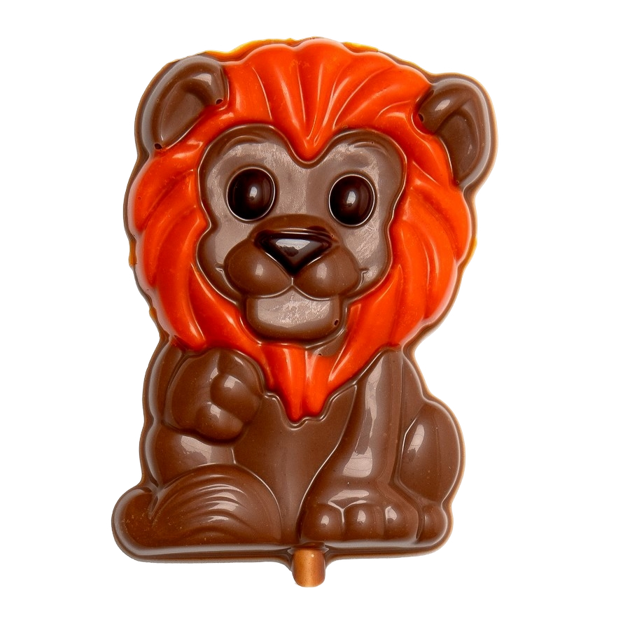 Milk chocolate orange mane lion lollipop 25g