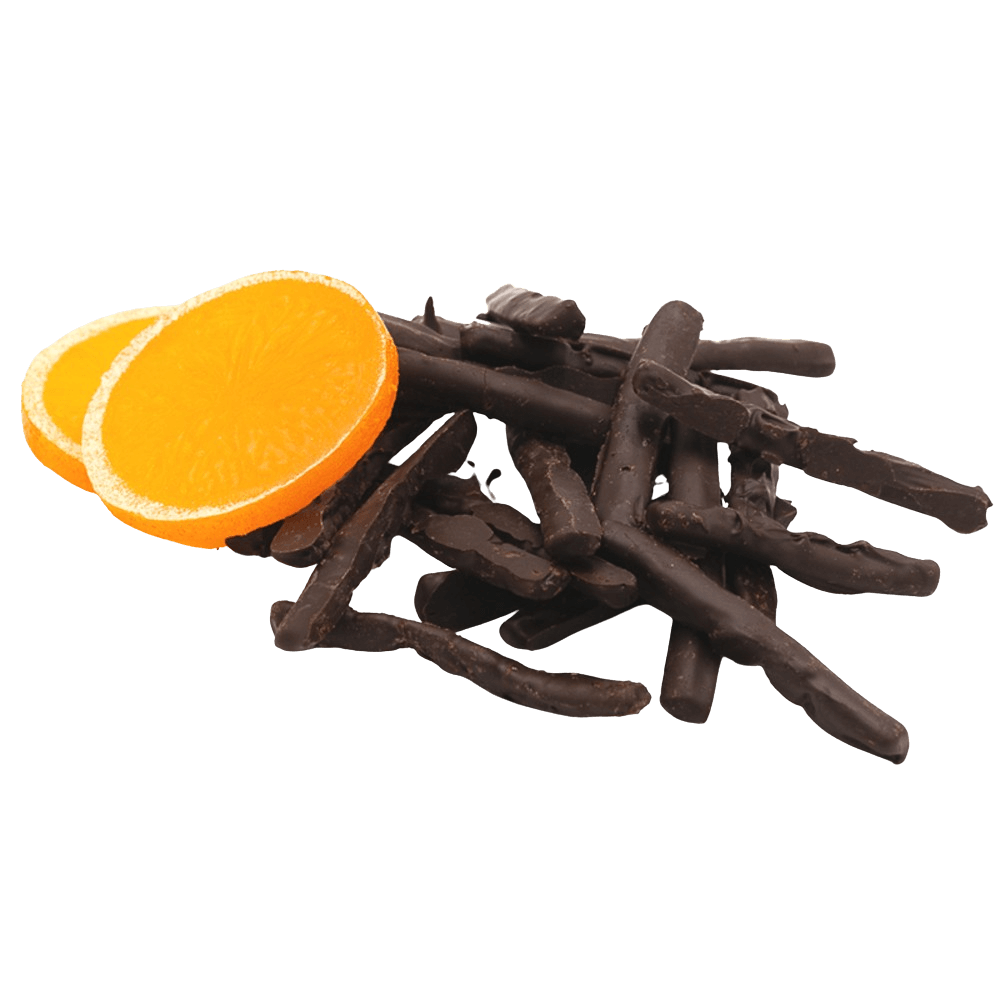 Candied orange peels dipped in chocolate